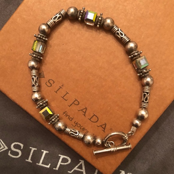 Vintage Silpada Sterling Silver and Swarovski Crystal Bead Bracelet B0912 - Picture 13 of 16
